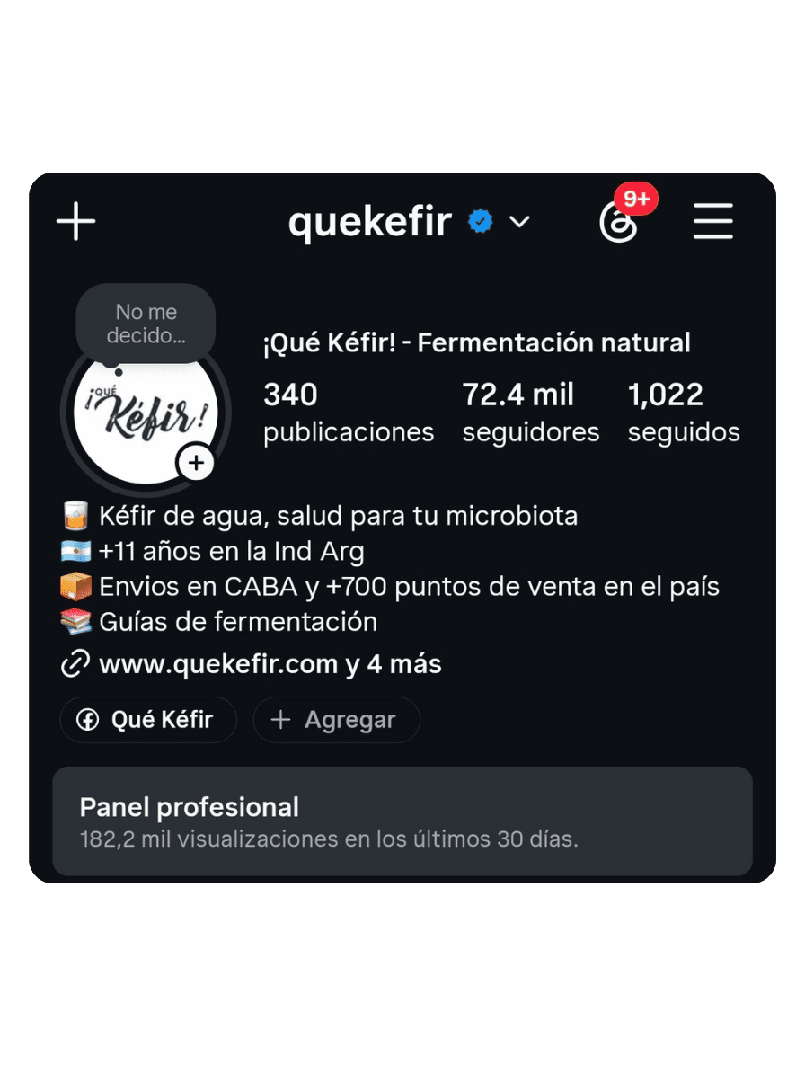 Perfil de Instagram de ¡Qué Kéfir!